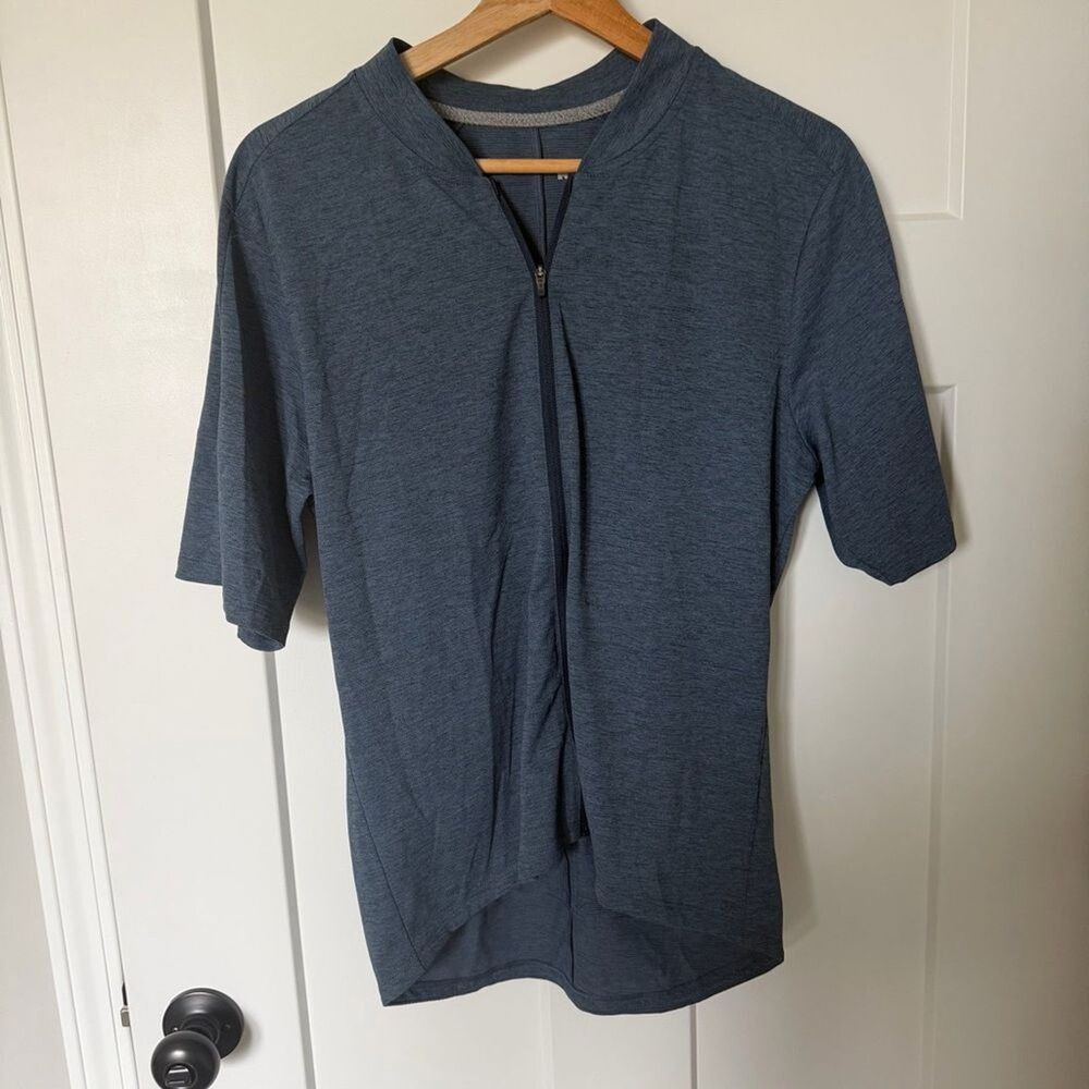 REI Co-op Junction Men's Cycling Jersey Full Zip Blue Heathered Performance M